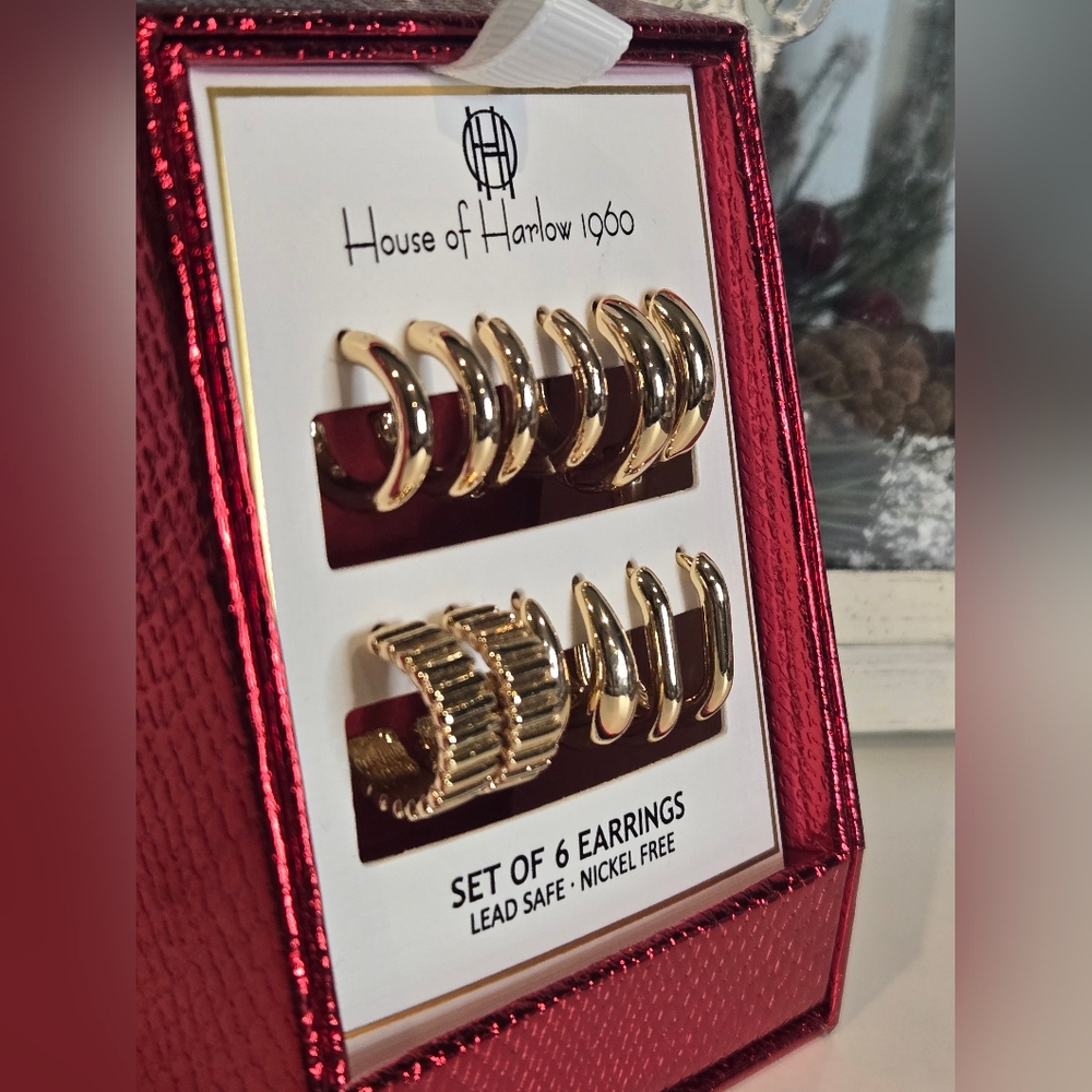House of Harlow 1960 Gold Hoop Earring Collection - Picture 3 of 4